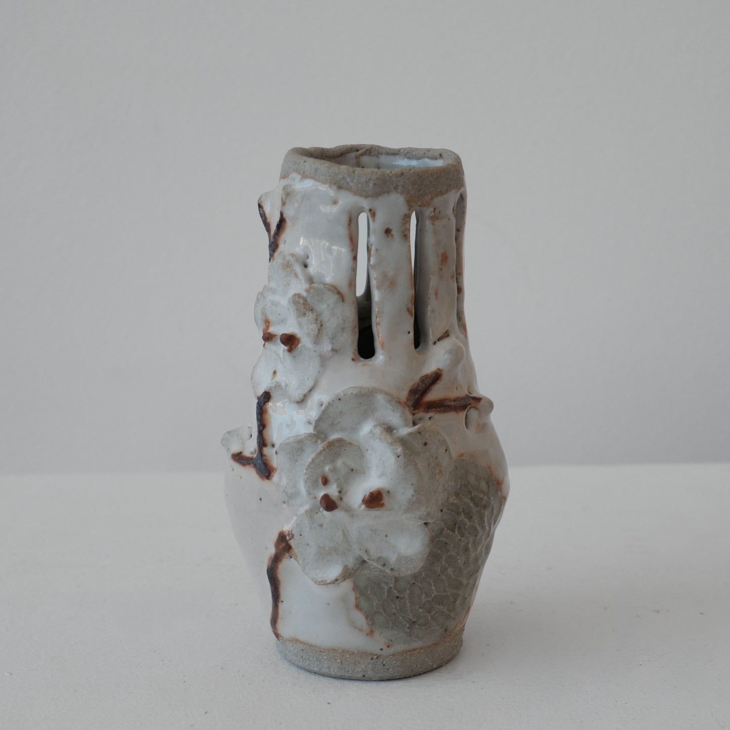 Small White Orchid Motif Vase