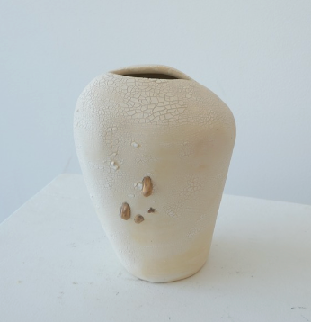 White Crackle Cocoon with Gold Luster