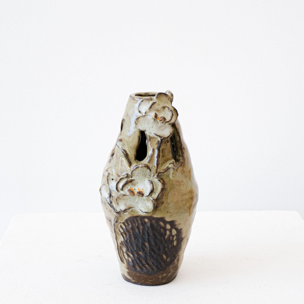 Small Green Orchid Motif Vase