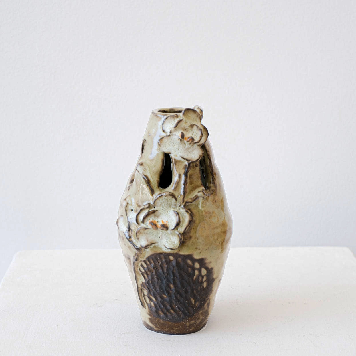 Small Green Orchid Motif Vase