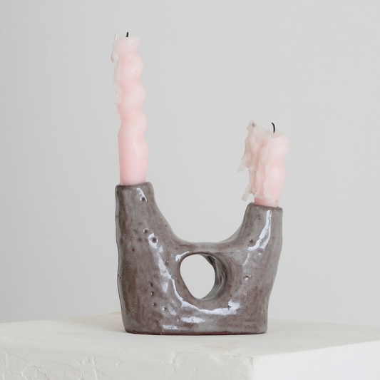 Candle Holder Cloudy Coffee Glossy