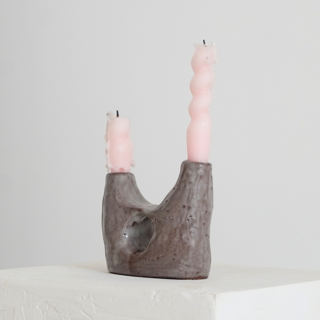Candle Holder Cloudy Coffee Glossy