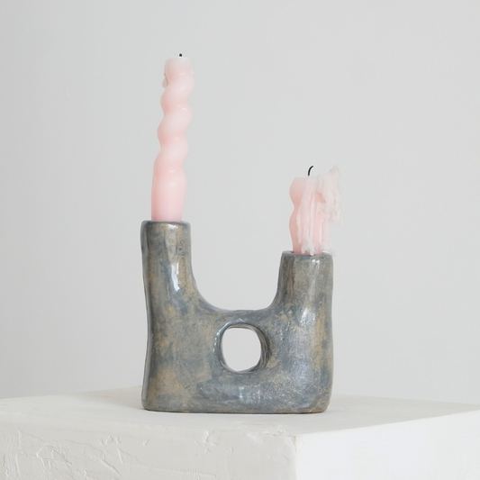 Candle Holder Rain Gray Glossy