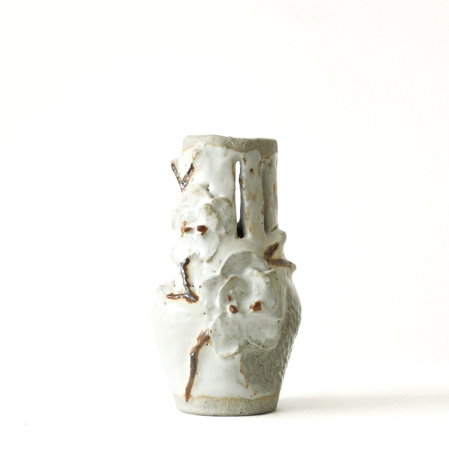 Small White Orchid Motif Vase